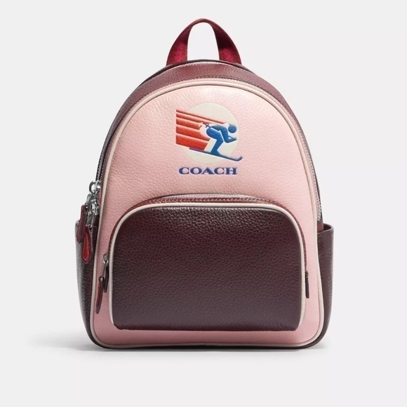 Coach • Mini Court Backpack In Colorblock Ski Speed Graphic Powder Pink Multi - Picture 2 of 16